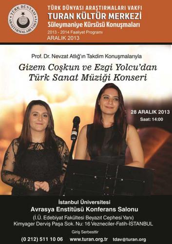 Turan Kültür Merkezi - Türk Sanat Müziği Konseri - Gizem Coşkun ve Ezgi Yolcu