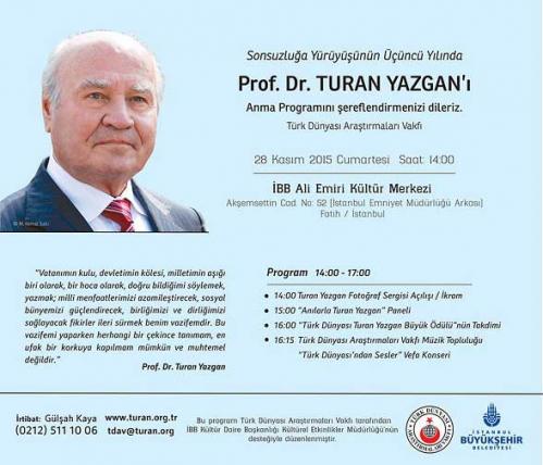 Prof. Dr. Turan Yazgan'ı Anma Programı 2015